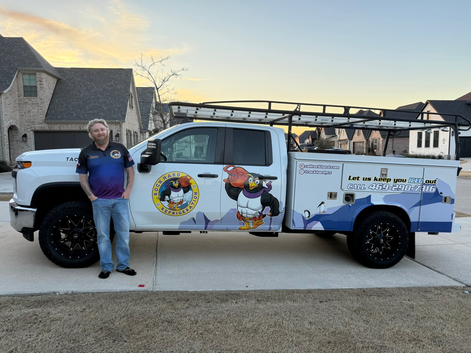 Rock Hard Refrigeration service van and technicians in North Texas